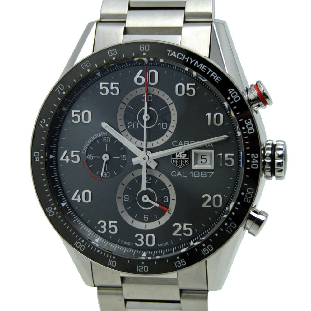 引き下げしました！◆タグホイヤー Tag Heuer◆ 【箱 保】メンズ時辰儀/カレラ1887クロノグラフ/裏スケ/SS/薄墨色/CAR2A11.BA0799 【MW1589】【税込必要経費】【一六銀行下位区分】【中古】【相応う】 メンズ腕時計-腕時計