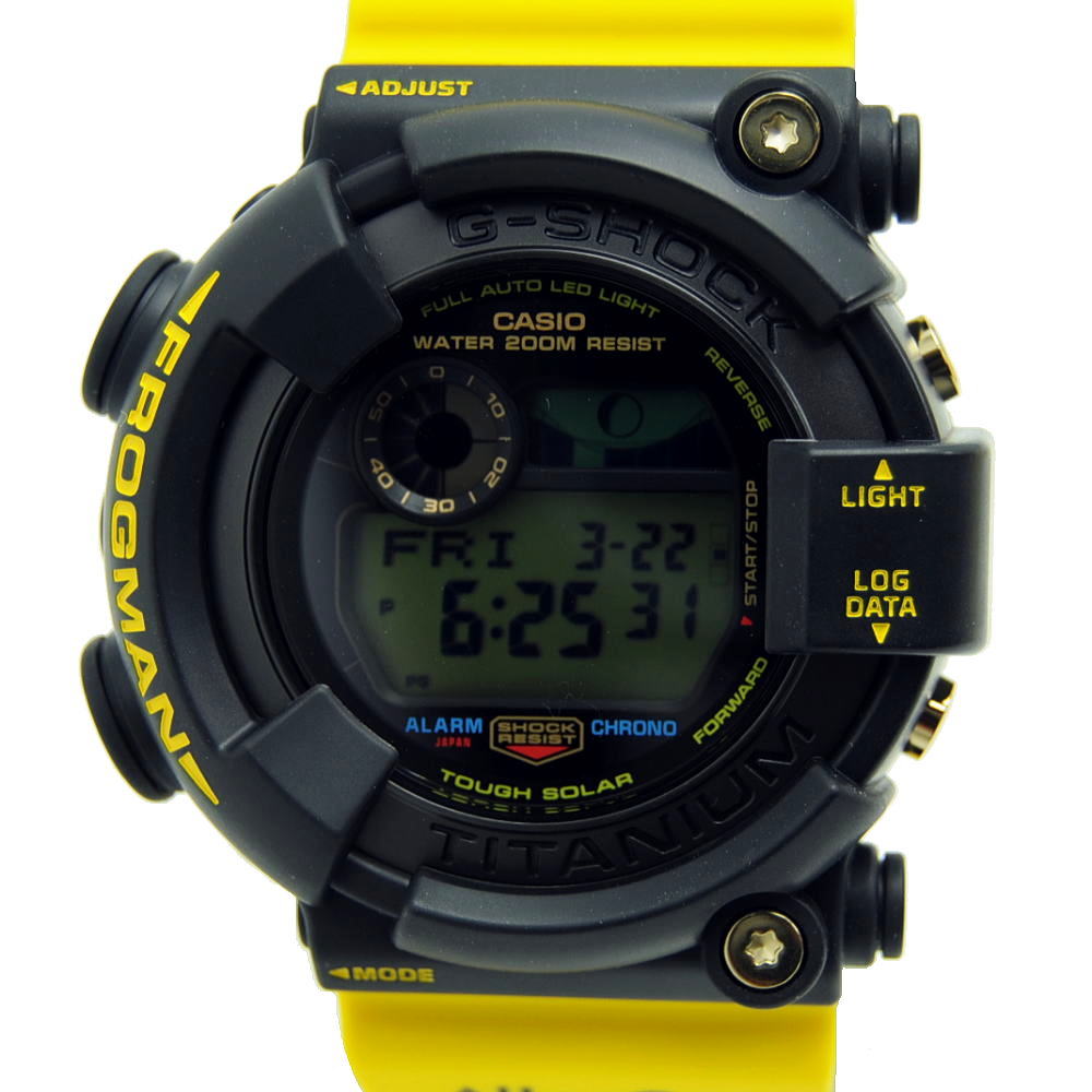 ◆カシオ CASIO◆ 【箱 保】メンズ時計/Gショック/フロッグマン/イルクジ/アイサーチジャパン/SS×樹脂/ソーラー/2023/イエロー×黒/GW-8200K-9JR 【MW1898】【税込価格】【質屋出店】【中古】【対応】