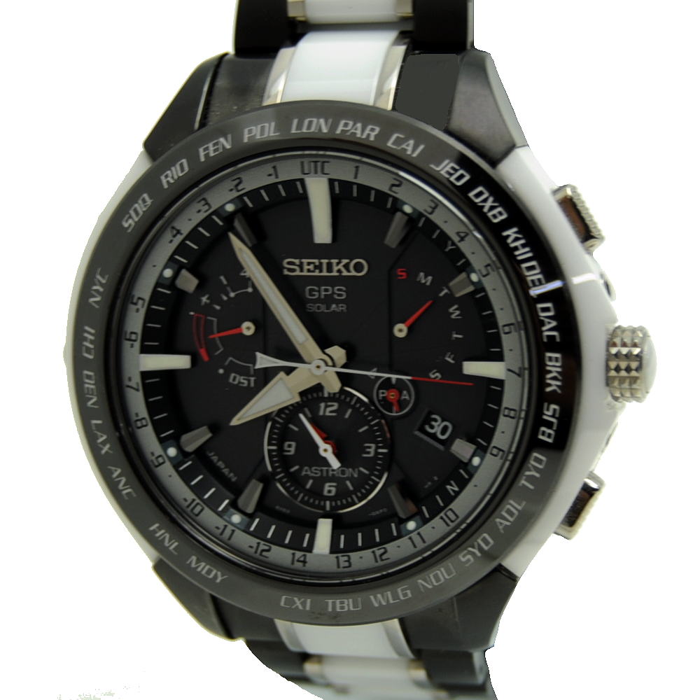 ◆セイコー SEIKO◆ 【内箱 保(未記入)】メンズ時辰儀/アストロン/クールジャパン/2000本押さえる/GPSソーラー/陶器×チタン/白×黒/SBXB071/8X53-0AG0-2 【MW1679】【税込必要経費】【一六銀行下位区分】【中古】【相応う】