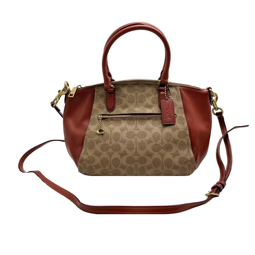 ◆コーチ COACH◆ 2WAYバッグ/エリスサッチョル/シグネチャー/ベージュ×バーガンティ/79364 【BAG4316】【税込価格】【質屋出店】【中古】【対応】