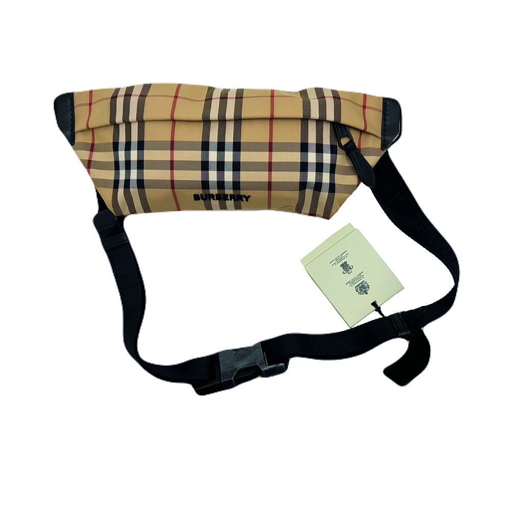 ◆バーバリー BURBERRY◆ 上半身御徒面子/酉の方角御徒面子/ML STEVIE/ポリアミド×カーフグレインレザー/ベージュ/読み合わせる柄/8070660 【BAG4344】【税込通貨価値】【一六銀行下位区分】【新品】【相応う】