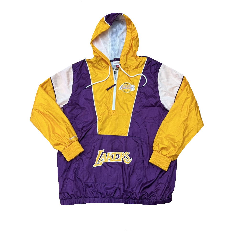 ◆ミッチェルアンドネス Mitchell&Ness◆ Lakers/レイカーズ/ウィンドブレーカー/ハーフジップ/ナイロン/イエロー×パープル/#L 【SA7918】【税込価格】【質屋出店】【中古】【対応】