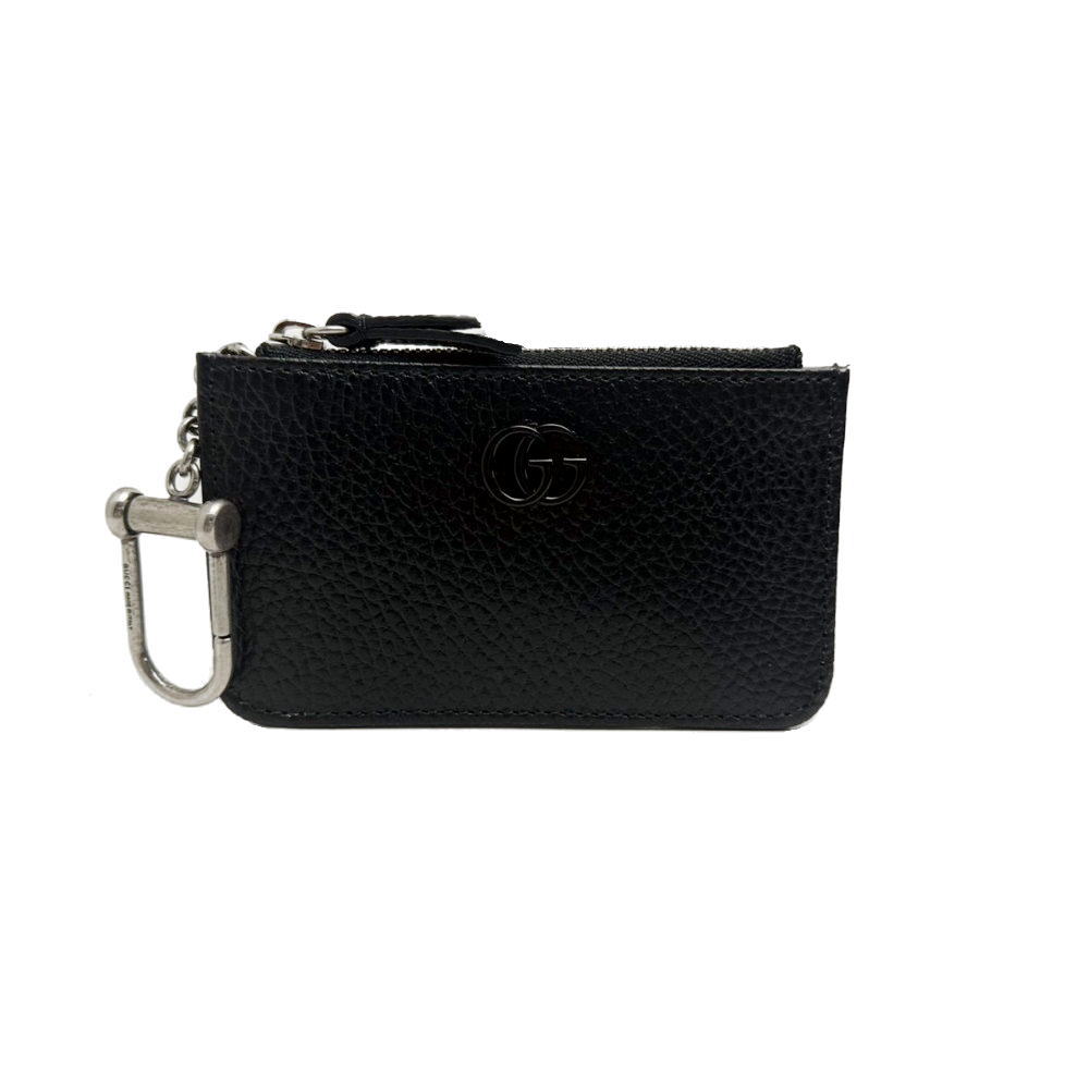 【美品】GUCCI コインケース ディアマンテ　レザー ブラック グッチ ディアマンテ レザー コインケース 小銭入れ キーリング