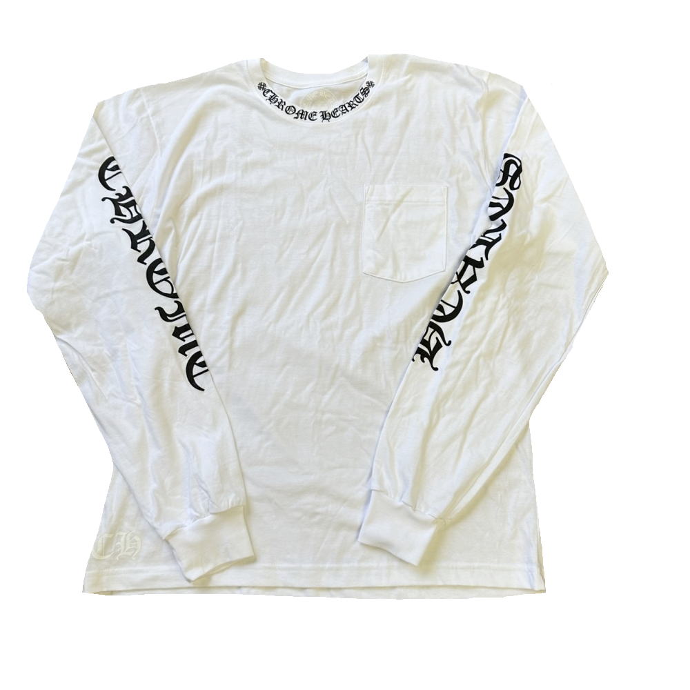 入手困難【CHROME HEARTS】1988 ネックロゴ ロング Tシャツ Chrome Hearts 1988 Neck Logo Long Sleeve T-shirt Black/Blue