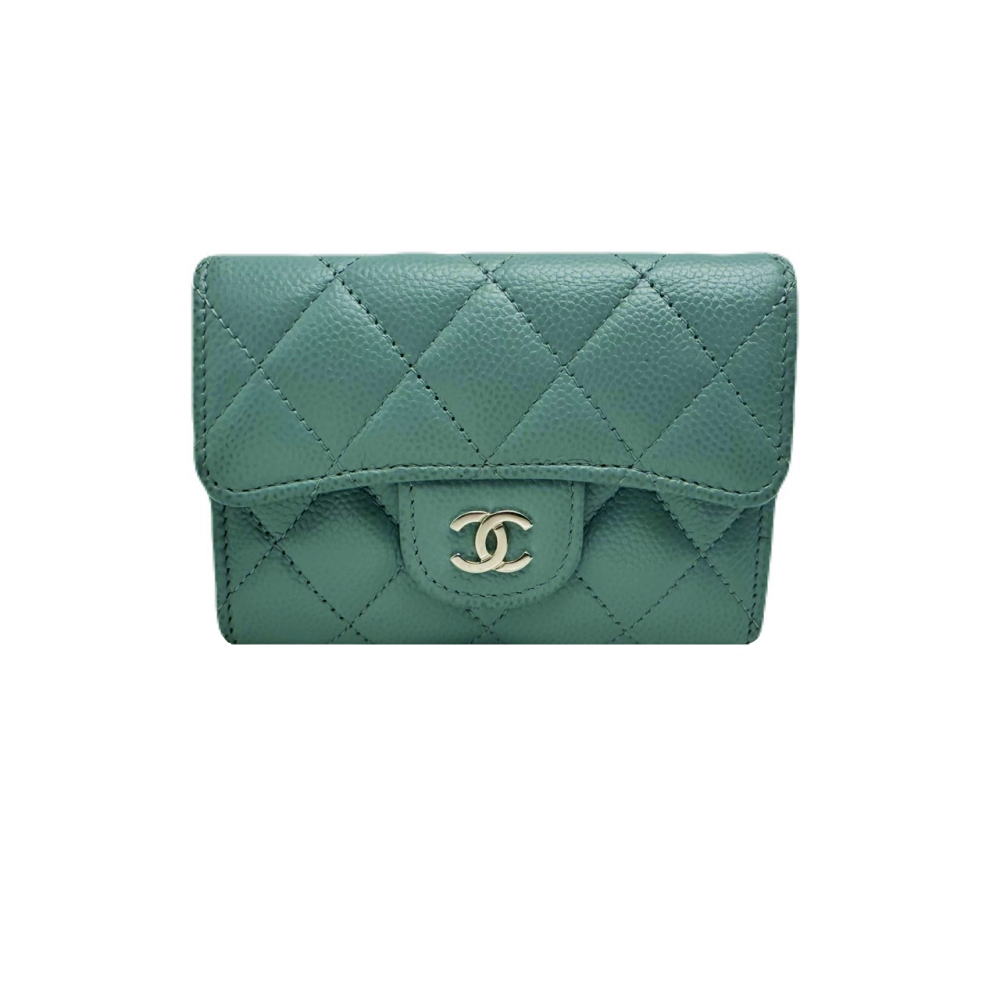☆シャネル CHANEL☆ クラシックフラップカードケース/キャビア人はだ/グレインカーフ/青碧薄墨色/AP0214 【SA8145】【税込通貨価値】【一六銀行下位区分】【中古】【相応う】