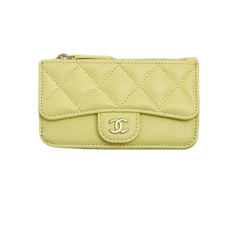 ☆シャネル CHANEL☆ フラグメントケース/コインカードホルダー/マトラッセ/キャビア人はだ/2025/皮膚軟化剤黄色御釣り入/AP2570 【SA8363】【税込通貨価値】【一六銀行下位区分】【中古】【相応う】
