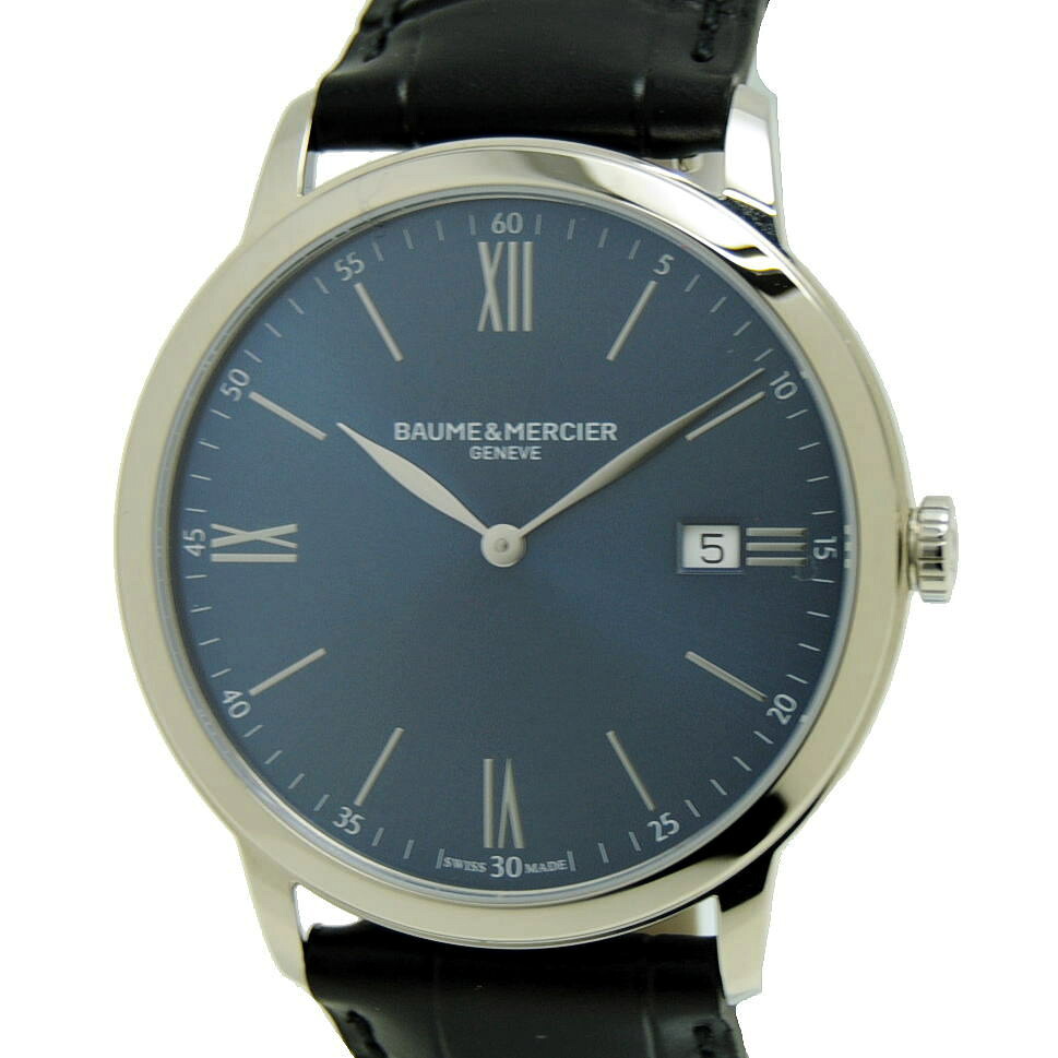 ◆ボーム＆メルシエ Baume&Mercier◆ 【箱 保】メンズ時計/クラシマ/SS×レザー/ネイビー/M0A10324 【MW2042】【税込価格】【質屋出店】【中古】【対応】