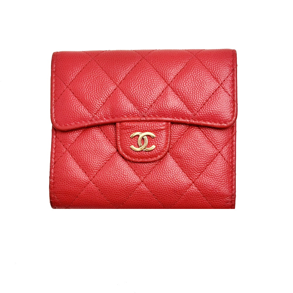 ☆シャネル CHANEL☆ 紙入れ/2つ折サイフ/マトラッセ/キャビア人はだ/ともし火赤いこと 【SA8571】【税込必要経費】【一六銀行下位区分】【中古】【相応う】
