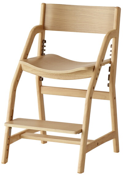 E-Toko子供チェアーE-Toko Kids Chair -economy-JUC-3661　ナチュラル/ブラウン　W445×D475~580×H764(SH365~535)mm 素材:天然木(ラバーウッド材)天然木化粧合板(ラバーウッド材）ラッカー塗装 座高さ7段階調整可能　足置き7段階調節可能【組立】【送料無料】