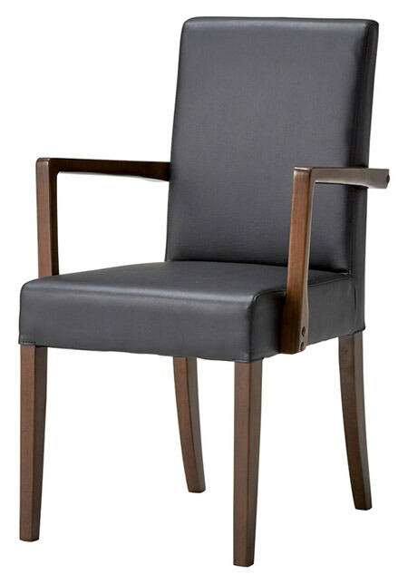 CHEERY RESTAREA　レスタックダイニング肘付チェア（業務用）　レスタックアーム　RESTUCKｰARM（既製品）W50xD53.5xH83（SH43、肘高62）cm 背座カラー:ブラック　脚カラー:ダークブラウン　天然木（ゴム材）背裏：取手付【送料無料】【smtb-TK】｜カネセン家具OnlineShop