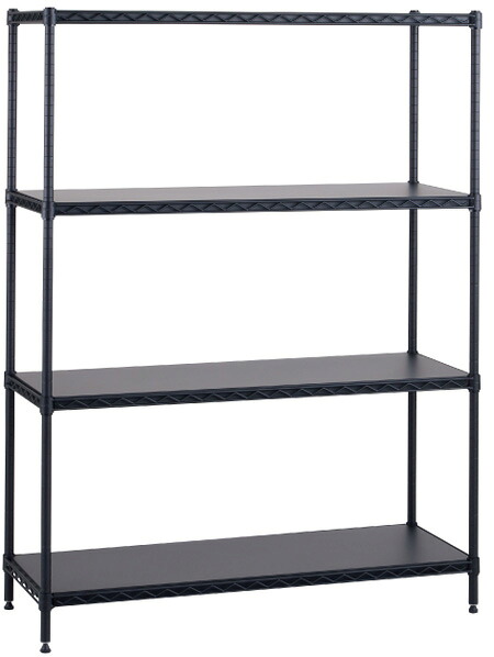 【エレクタセット商品】ERECTA BASIC SERIES FLAT SHELF ベーシックシリーズ フラットシェルフ4段（ブラック/ホワイト）（BS1UM6045BK/BS1UM6045W）W600&times;D450&times;H1600mm 　棚板･天板（スチール板・エポキシコーティング仕上）【お客様組立品】【送料無料】｜カネセン家具OnlineShop