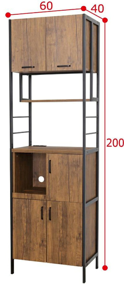 【KUROSIO】NEWアート食器棚60-200 幅60×奥行き40×高さ200cm ヴィンテージブラウン/モダンナチュラル/NEWホワイト(新製品) スチールと木目調の組合せ(合成樹脂化粧繊維板、スチール) 【送料無料】【smtb-TK】|カネセン家具OnlineShop