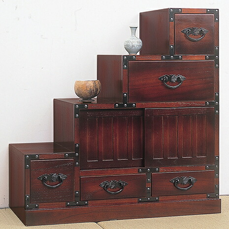 楽天市場】民芸調 階段箪笥 左下がり 幅67×奥行34.5×高さ70cm タンス