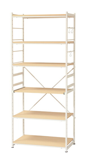 Sala steel Rack サラスチールラック　SSR-75W/ワイドタイプ　ブラウン/ナチュラル　W750×D450×H1800mm　スライド棚サイズ:W670XD425mm　仕様/棚板:MDF（15mm厚）メラミン化粧板 フレーム:スチール（15m厚）粉体塗装 ●棚板は50mmピンチで高さ調節可能　組立　送料無料 16,579円