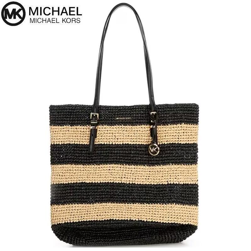 MICHAEL KORS ストロー トートバッグ MICHAEL KORS トートバッグ JORDI ハンドクロシェ ストロー