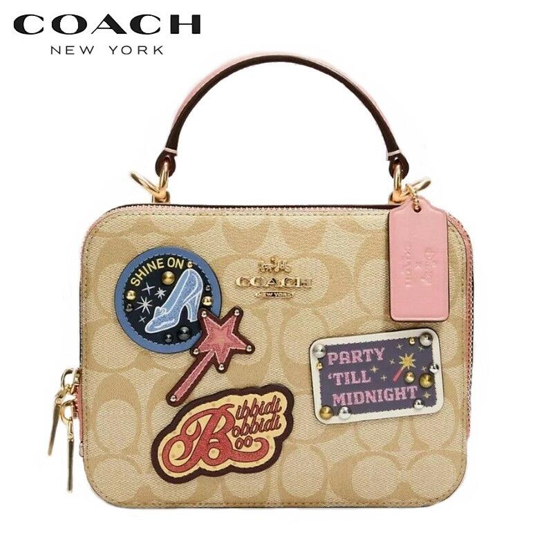 楽天市場 数量限定 今だけバーゲン Coach 21新作 コーチ ディズニー コラボ ボックス クロスボディ シグネチャー キャンバス ウィズ シンデレラ チョーク グレイシャー ホワイト マルチ Kanon Story