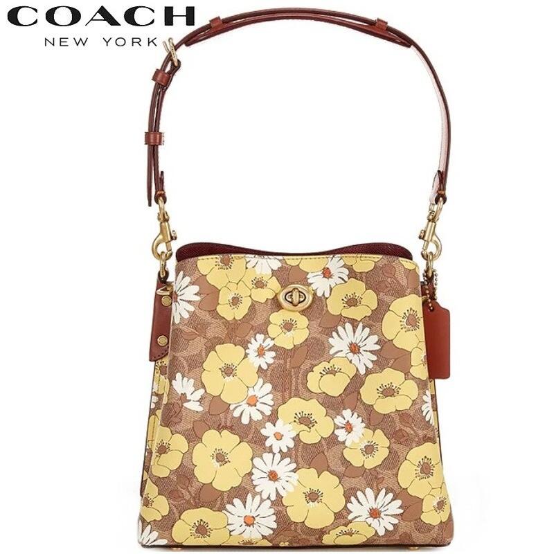コーチショルダーバッグ レディース 斜めがけ 新作 コーチ ショルダーバッグ レディース ブティックライン COACH 新作 ウィロウ バケット バッグ シグネチャー キャンバス フローラル プリント タン ラスト マルチ｜KANON STORY