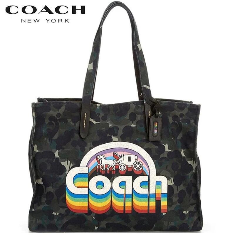 コーチ バッグ COACH 新作トートバッグ レディース メンズ ブティックライン COACH 2022新作 カモ プリント レインボー ホース アンド キャリッジ 42　グリーン ブルー マルチ 28,600円