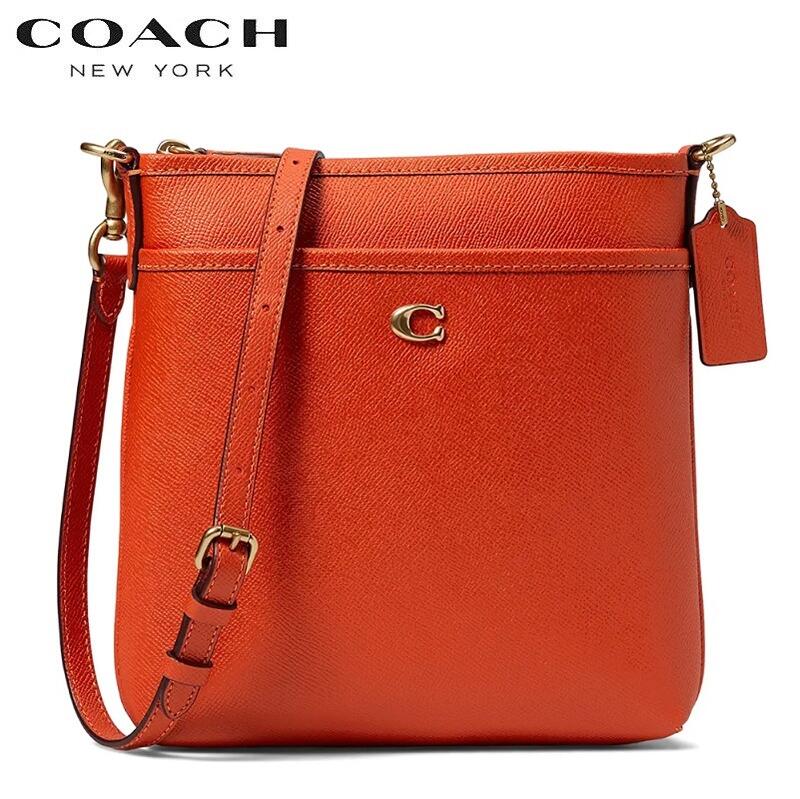 【SALE 2023新作 COACH】コーチショルダーバッグ レディース 斜めがけ コーチ バック 新作 コーチ スマホバッグ スマホショルダー クロスボディ 斜め掛けバッグ ブティックライン COACH 2023新作 キット レザー クロスボディ サン オレンジ