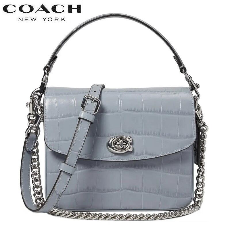 COACH コーチショルダーバッグ レディース 斜めがけ クロスボディ スマホショルダー 新作 コーチ ブティックライン COACH 2024春新作 キャシー クロスボディ 19 クロコダイル レザー グレー ブルー 正規品
