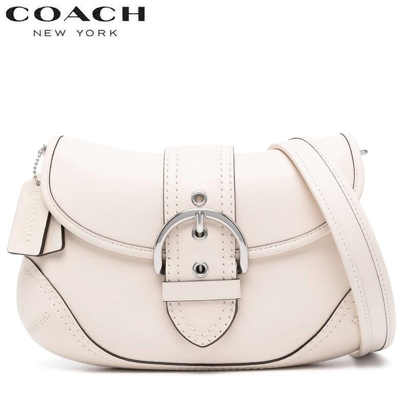 美品 COACH コーチ ハンドバッグ ソーホー レザー ワンショルホワイト COACH コーチ ソーホー ワンショルダーバッグ ベルト金具 レザー