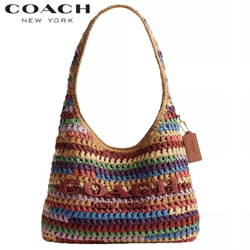楽天市場】COACH コーチ かごバッグ SM STRAW TOTE CQ785 レディース