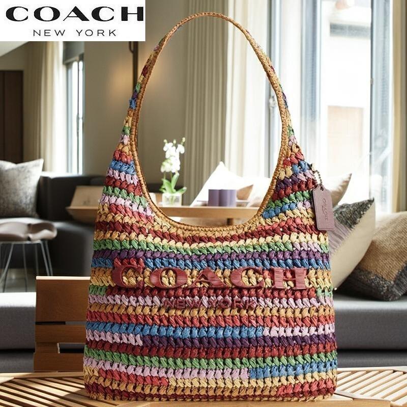 コーチ職 COACH 御徒面子 2026新作 CDZ40 かご御徒面子 春夏御徒面子 ショルダーバッグ ブチック伝達ルート 新作 ブルックリン 並み並み マルチ 麦わら 肩先 御徒面子 34 置き目品 日本未入荷