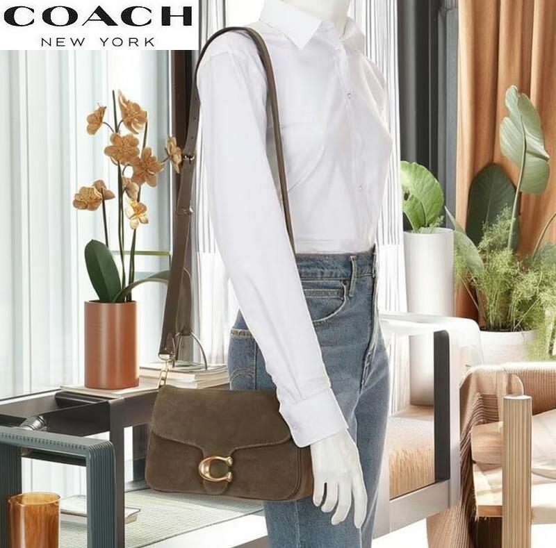 コーチ職 COACH 新作 2WAY CAM99 ショルダーバッグ ブチック伝達ルート レディース 2025秋冬新作 ホンブルグ帽 タビー スエードクロス 肩先 御徒面子 オリーブ 置き目品 日本未入荷