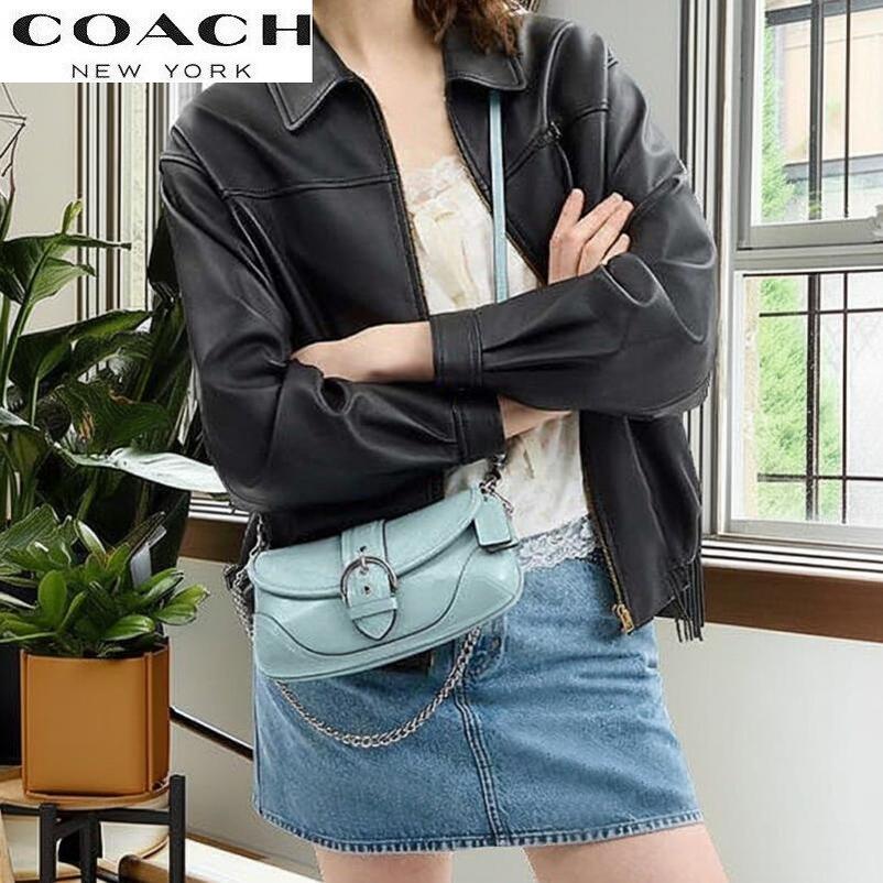 【20%OFF SALE 2025秋冬新作 COACH 残りわずか】コーチ ショルダーバッグ COACH 2025秋冬新作 CAN43 ショルダーバッグ ブティックライン レディース 新作 クリンクル パテント レザー ソーホー バッグ 25 ライト ブルー 正規品 日本未入荷