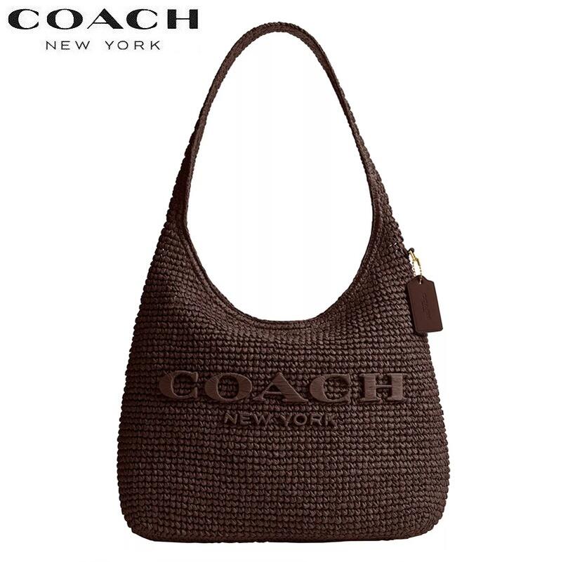 コーチ COACH バッグ CDZ38 新作 かごバッグ 春夏バッグ ショルダーバッグ ブティックライン 2026新作 ブルックリン ストロー ショルダー バッグ 34 メイプル 正規品 日本未入荷