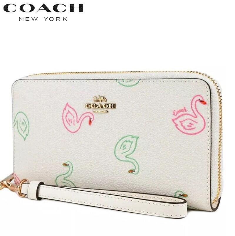 【50%OFF SALE 2025新作 残りわずか】コーチ 財布 レディース 長財布 新作 C8384 アウトレット 2025新作 COACH ロング ジップ アラウンド ウォレット スワン プリント チョーク マルチ 正規品 23,760円