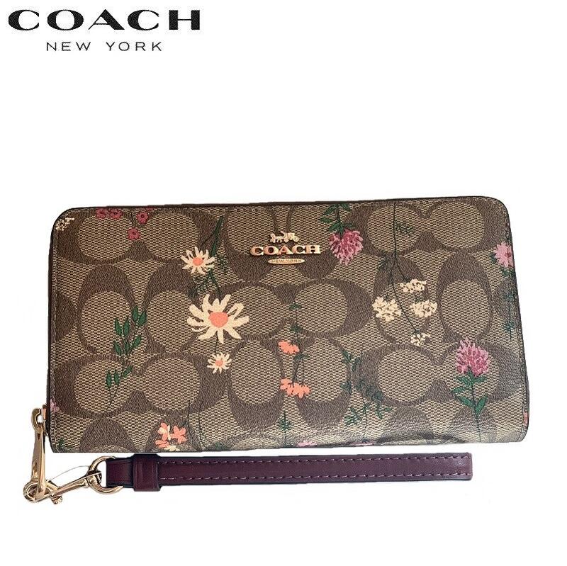 コーチ COACH 新作 花柄 長財布 C8736 レディース スマホケース ファクトリー 2025新作 COACH ロング ジップ アラウンド ウォレット フラワープリント カーキ マルチ 正規品 日本未入荷｜KANON STORY