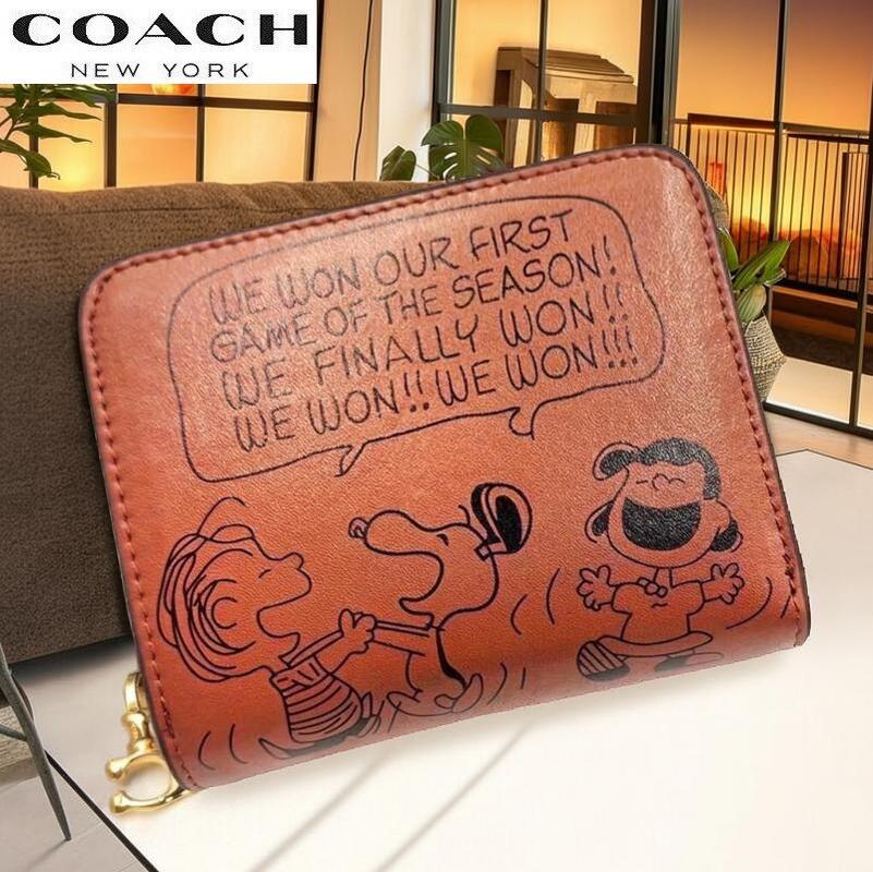 限定【COACH X PEANUTS】スナップ ウォレット・ライナス CBN91 COACH X PEANUTS コーチ x スヌーピー コラボ ミニ 財布 二
