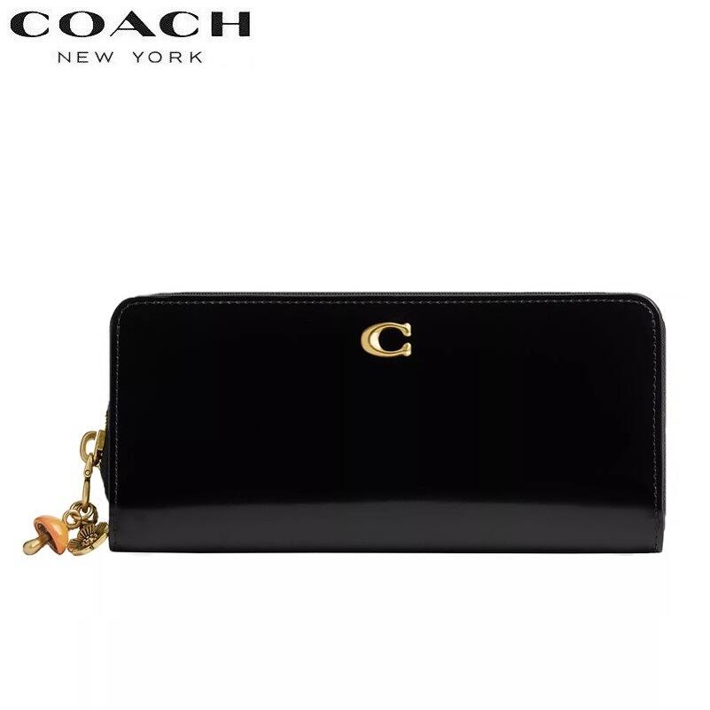 コーチ職 COACH  長紙入れ 新作 CCD80 レディース メンズ 歌留多入れもの 歌留多入れ ブチック生産ライン  COACH 2026新作 エッセンシャル か細い アコーディオンジップ ウォレット 引きつける 黒いこと 定まり品 日本未入荷
