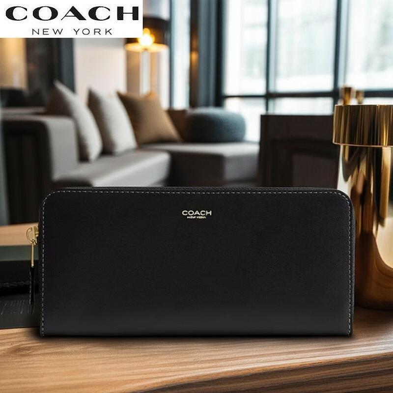 コーチ職 COACH 長紙入れ 2026春新作 CCY19 レディース メンズ  ブチック生産ライン 新作 ニューヨーク州 か細い 手風琴 ジップ なめし革 ウォレット 黒いこと 定まり品 日本未入荷