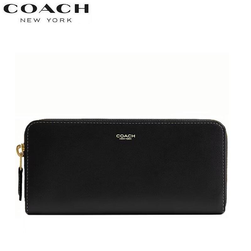 コーチ職 COACH 長紙入れ 新作 CCY19 レディース メンズ  ブチック生産ライン 2026春新作 ニューヨーク州 か細い 手風琴 ジップ なめし革 ウォレット 黒いこと 定まり品 日本未入荷