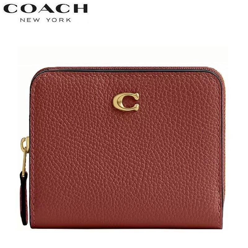コーチ 財布 二つ折り COACH 2026新作 CW717 二つ折り財布 レディース ミニ財布 カードケース カード入れ ブティックライン 新作 COACH ビルフォールド レザー ウォレット ダーク ピーチ 正規品 日本未入荷