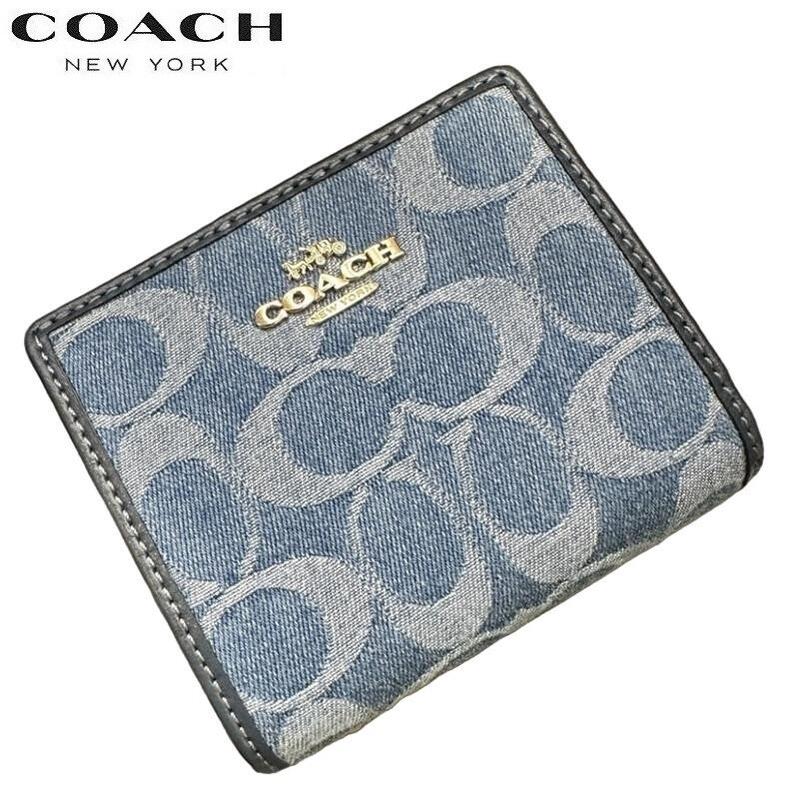 【32%OFF SALE 2026新作 COACH 残りわずか】コーチ 新作 二つ折り財布 ミニ財布 アウトレット CDL51 デニム ブルー 財布 レディース メンズ 2026新作 COACH シグネチャー デニム スナップ ウォレット インディゴ 正規品｜KANON STORY