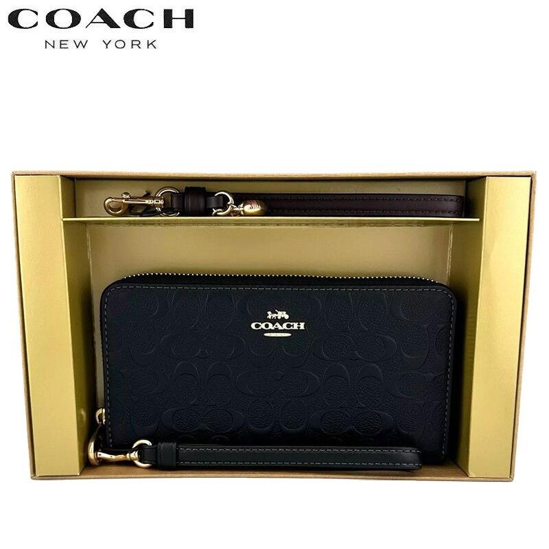コーチ職 長紙入れ CF464 歌留多入れもの スマホケース レディース メンズ 逃げ道 2024新作 COACH ロング ジップ アラウンド ウォレット エンボスド 名書き スムースカーフ なめし革 黒いこと 定まり品