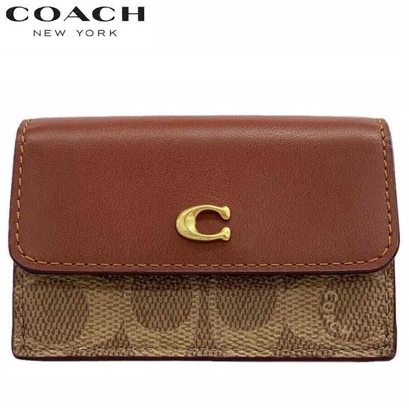 新品未使用　コーチ財布　ミニ トライフォールド ウォレット　レッド COACH 財布 ミニ トライフォールド ウォレット・シグネチャー