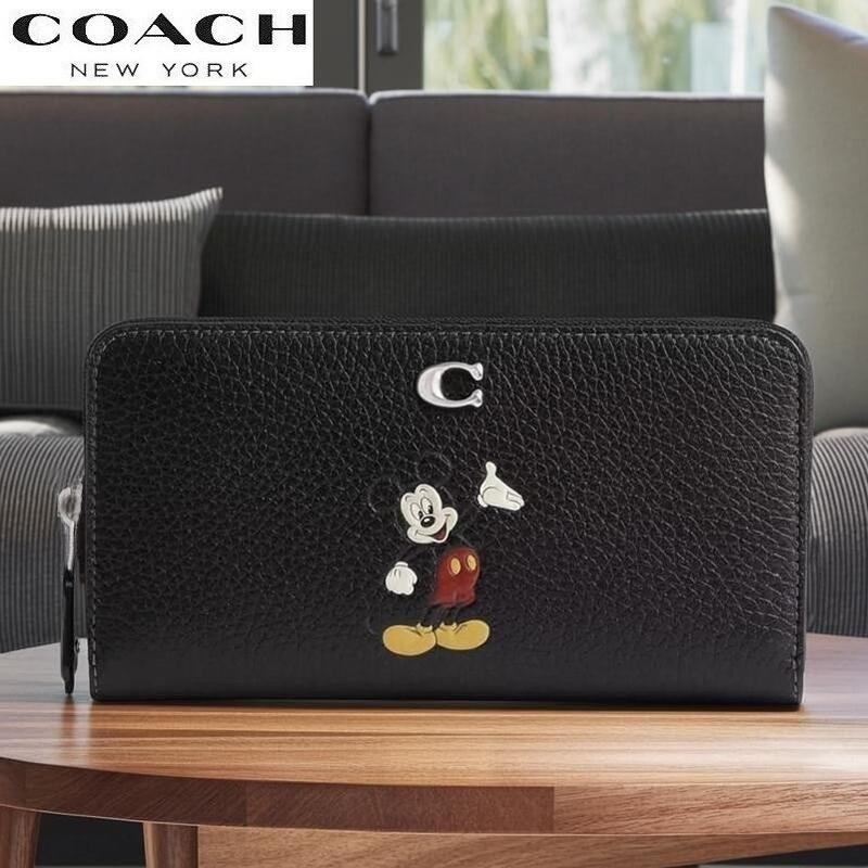 コーチ職 COACH ウォルトディズニー 二人三脚 長紙入れ 2026新作 レディース メンズ 新作 エッセンシャル 手風琴 ジップ ウォレット ミッキーマウス 黒いこと 定まり品 日本未入荷