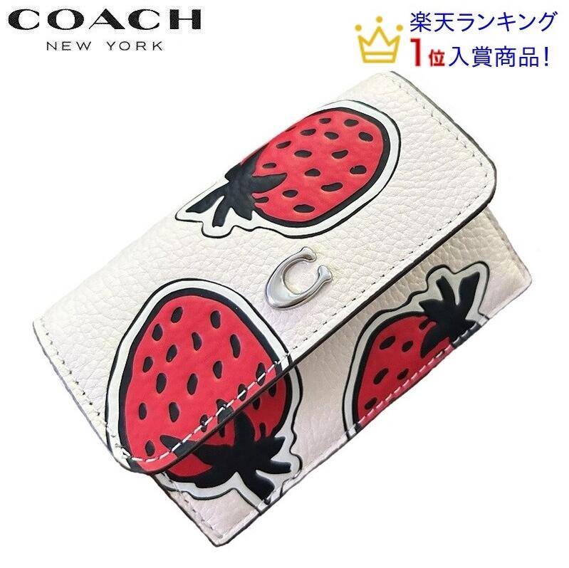 国内即発送COACH CH524 いちご柄 トラベルウォレット長財布CH524 コーチ 長財布 COACH コーティングキャンバス レザー