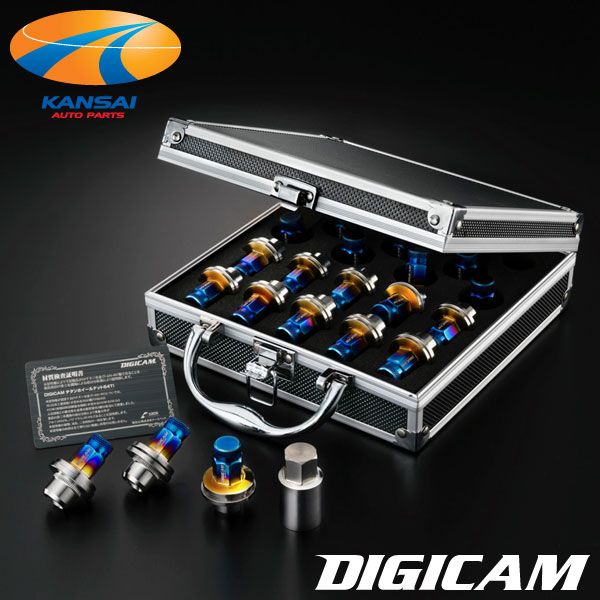 織戸学監修 DIGICAM デジキャン チタンレーシングナット TOYOTAトヨタ純正アルミホイール専用 43.5mm 7角袋 ローレットタイプ M12×P1.5 16本セット