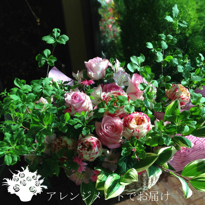 【フローリスト　ワタリ】 生花アレンジメント・ブーケ フラワーアーティスト作品 バラとカーネーション 【026】誕生日　発表会　お祝い　花束｜群馬の鉢花ギフト　カオプストア
