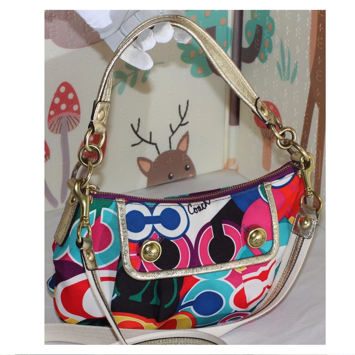 COACH コーチ バンダナグリッターサッチェル ハンドバッグ 楽天市場】◇【中古】美品【COACH コーチ】 バンダナグリッター
