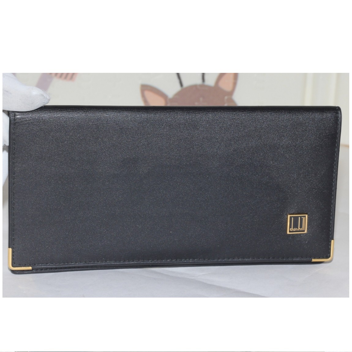 【中古】本物好いたらしいダン吸血鬼の成人男性用真っ黒い流ちょうな革原材料納め札が100枚納める能力のあるな長紙入れ 大きさW18H9糎 〇C19-292 KA-15 2J1
