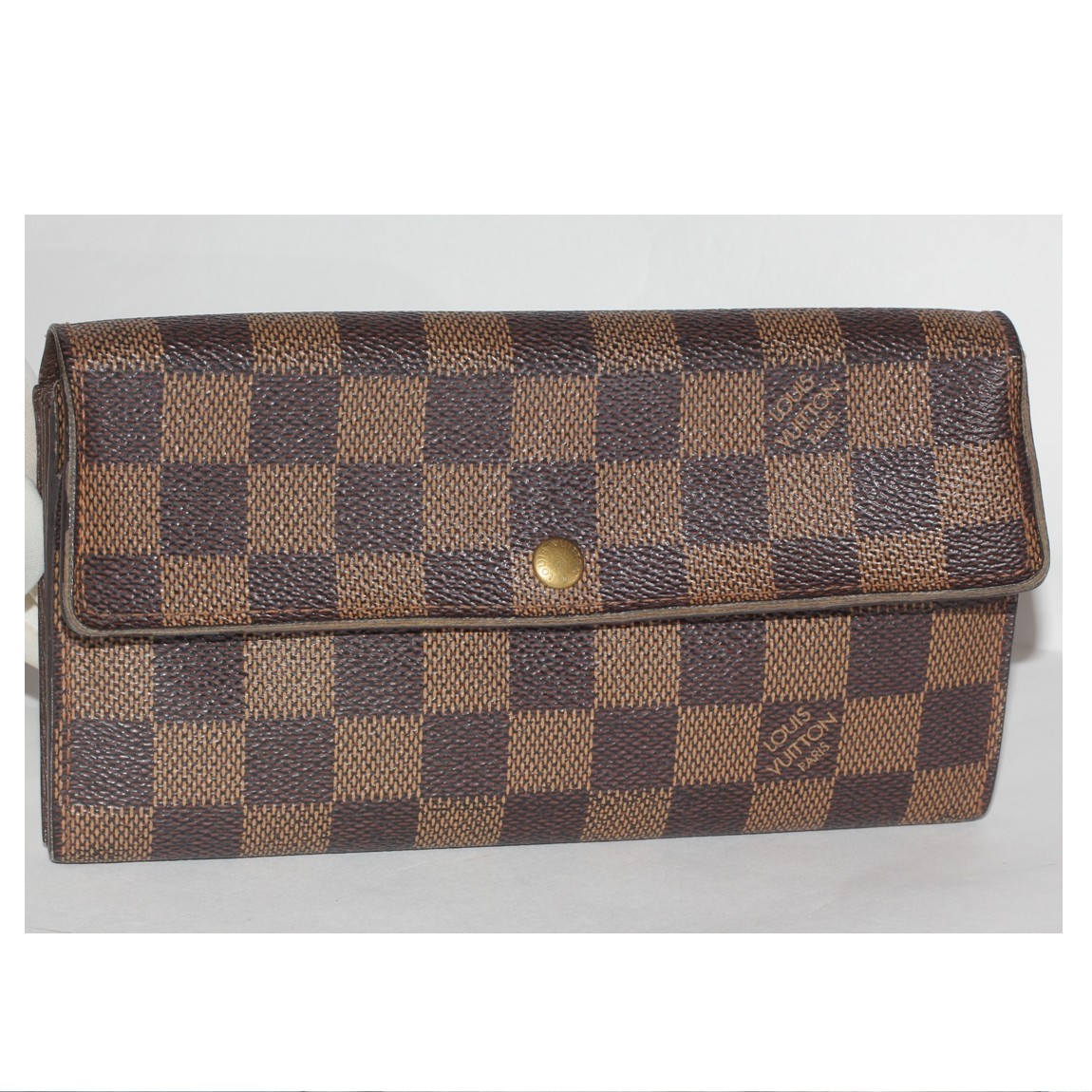 【中古】本物可L/Vダミエ柄ファスナー付長財布N61724ポシェット・ポルト　モネ　カルト　クレディ　サイズW18H10cm　○C14-229｜質カラーズ