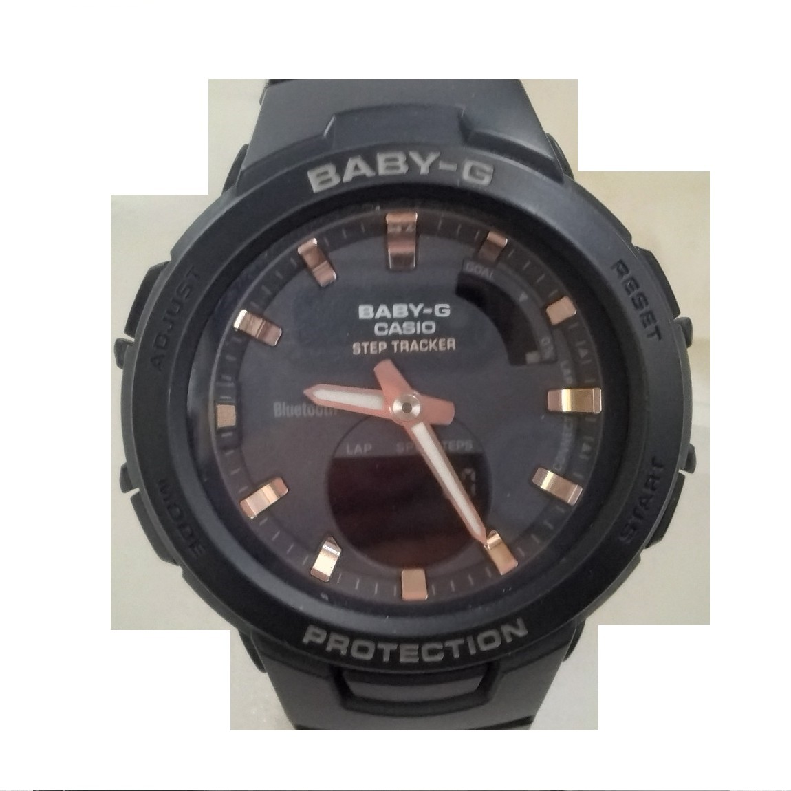 【中古】本物完動美品CASIOカシオのBeby-G BSA-B100本体黒に人なつかしい薄墨色色の時辰儀 2週引き受ける付き添い人 〇A19-35 KA-9