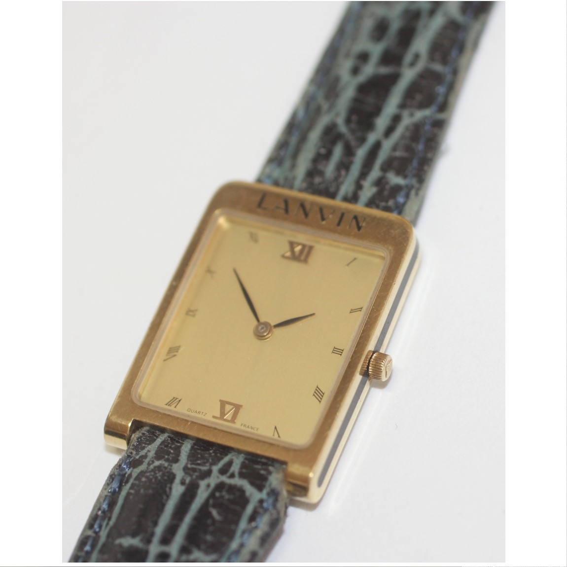 【稼働】ランバン ホワイトローマン 腕時計 クォーツ ゴールド デイトフランス製 稼働】ランバン ホワイトローマン 腕時計 クォーツ ゴールド デイト