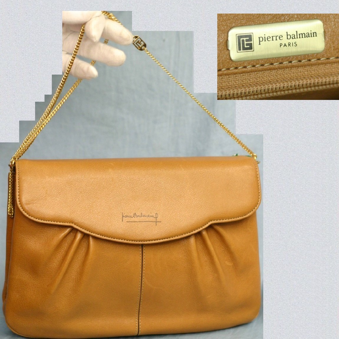 新品未使用✨バルマン　キャンバス　レザー　ゴールド金具　チェーン　バッグ BALLY バリー ハンドバッグ ショルダーバッグ 肩掛け トート
